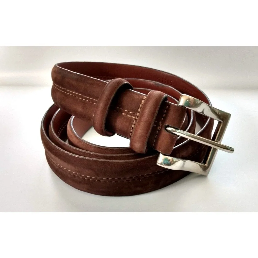 USA Leather CROOKHORN Brown Suede Belt 40 31105 Dress Buck Quiet Luxury Academia